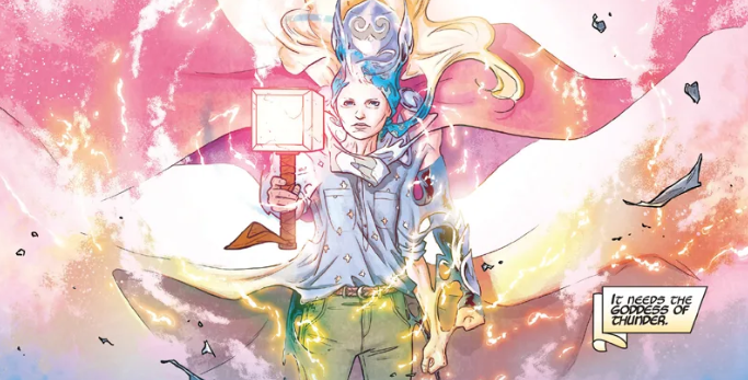 Jane Foster menggunakan kekuatan Thor